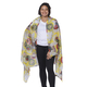 LA MAREY 100% Mulberry Silk Yellow and Multi Colour Scarf with Abstract Floral Print (180x110 cm)