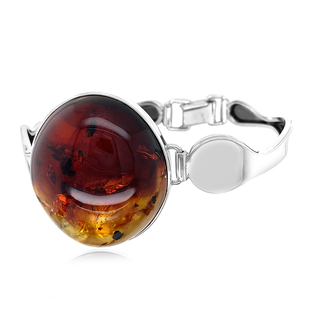 Baltic Amber Bangle (Size 7.5) in Sterling Silver, Silver Wt 24.00 Gms