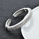 White Austrian Crystal Cuff Bangle (Size 7) Enamelled in Silver Tone