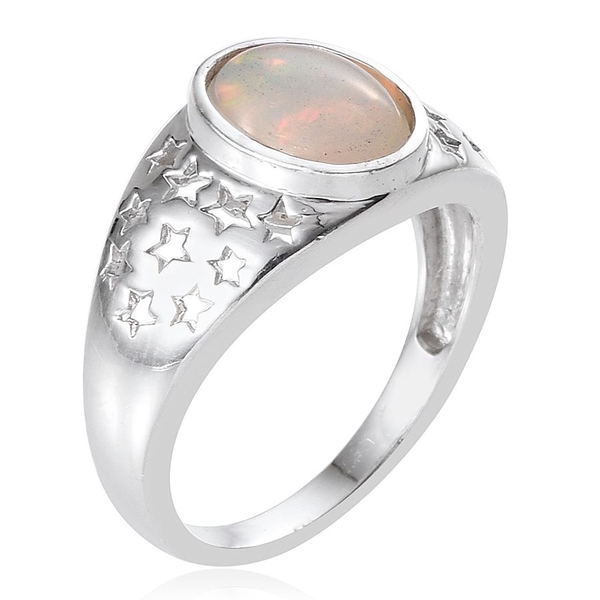 Ethiopian Welo Opal (Ovl) Solitaire Ring in Platinum Overlay Sterling Silver 1.250 Ct.