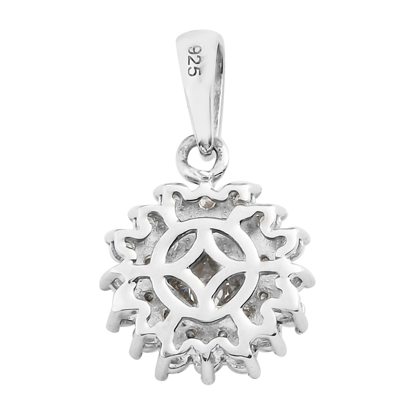 Lustro Stella Platinum Overlay Sterling Silver Cluster Pendant Made with Finest CZ 1.03 Ct.