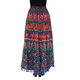 100% Cotton Mandala Print Boho Long Skirt with Tassels (Size 101x94cm) - Navy Blue and Red
