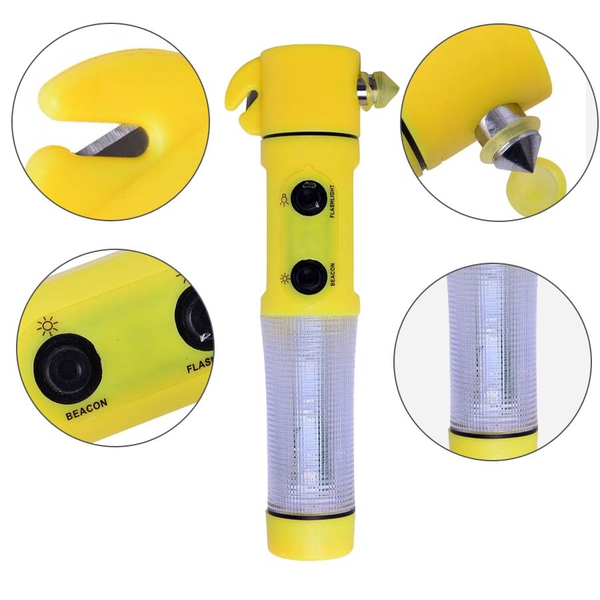 Yellow and Black Colour Multi Functional Hammer with LED Flashlight (Size 19.30X6.98X3.98 Cm)