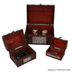 Set of 3 - Floral Pattern Wooden Jewellery Box with Lock (Size 12x8x8Cm, 16x12x11Cm, 22x16x16Cm)