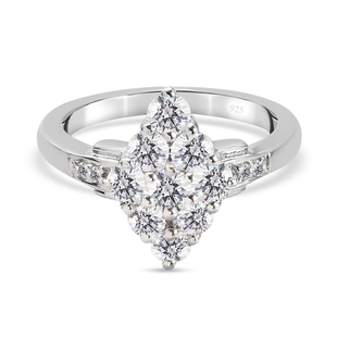 Lustro Stella Platinum Overlay Sterling Silver Ring Made with Finest CZ 2.02 Ct.