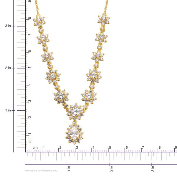 Lustro Stella - 14K Gold Overlay Sterling Silver (Pear) Necklace (Size 18) Made with Finest CZ 5.590 Ct.