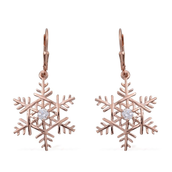 Lustro Stella - Rose Gold Overlay Sterling Silver (Rnd) Snowflake Lever Back Earrings Made with Fine