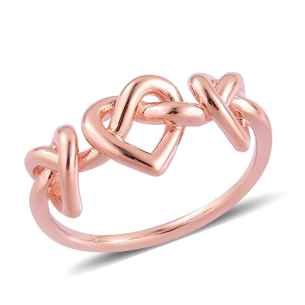 LucyQ Triple Heart Entwine Ring in Rose Gold Overlay Sterling Silver 3.40 Gms.