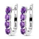 Amethyst Hoop Earrings in Platinum Overlay Sterling Silver 1.18 Ct.
