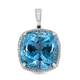 Blue Topaz and Natural Cambodian Zircon Pendant in Platinum Overlay Sterling Silver 61.87 Ct, Silver