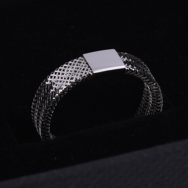 Italian Made - 9K White Gold Stretchable Ring (Size Medium) (Size L to P)