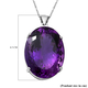 Super Find - AAAA Lusaka Amethyst Pendant with Chain (Size 24) in Rhodium Overlay Sterling Silver 102.00 Ct.