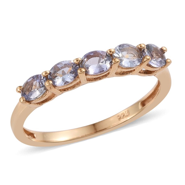 Bondi Blue Tanzanite (Ovl) 5 Stone Ring in 14K Gold Overlay Sterling Silver 0.750 Ct.