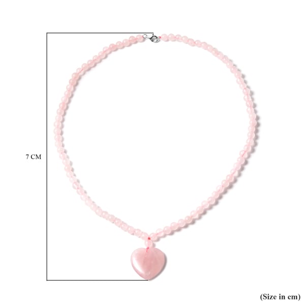 Rose Quartz Heart Necklace (Size - 20) in Sterling Silver - 154 Ct.