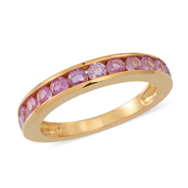 Pink Sapphire (Rnd) Half Eternity Band Ring in 14K Gold Overlay Sterling Silver 1.000 Ct.