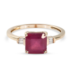 9K Yellow Gold AA African Ruby (FF) and Diamond Ring (Size R) 2.68