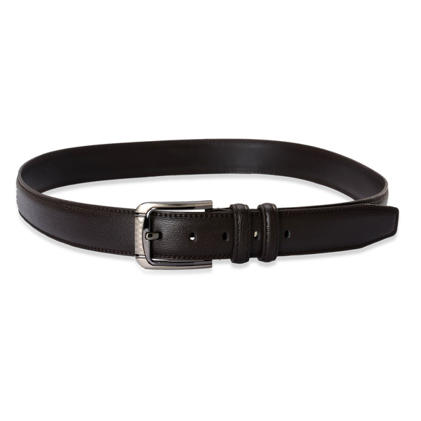 Dark Chocolate Colour Mens Belt with Silver Tone Buckle (Size 46 inch- Large)