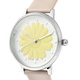 STRADA Japanese Movement Yellow Daisy Floral Water Resistant Watch with Ivory Colour Strap