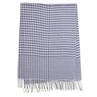 Houndstooth Pattern Knitted Scarf with Tassels (Size-190x68 Cm) - Grey