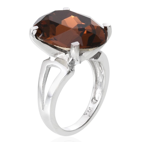 - Smoked Topaz Colour Crystal (Ovl) Ring in ION Plated Platinum Bond