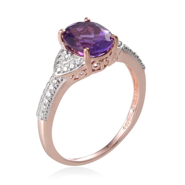Amethyst (Ovl) Solitaire Ring in Rose Gold Overlay Sterling Silver 2.250 Ct.