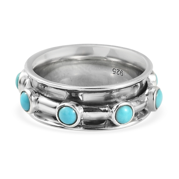 Arizona Sleeping Beauty Turquoise Ring in Sterling Silver 1.02 Ct, Silver Wt. 6.65 Gms