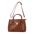 Croc Embossed Pattern Tote Bag with Shoulder Strap (Size 32x27x13Cm) - Brown