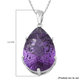 Lusaka Amethyst Pendant With Chain (Size 18) in Rhodium Overlay Sterling Silver 40.00 Ct, Silver Wt. 7.85 Gms