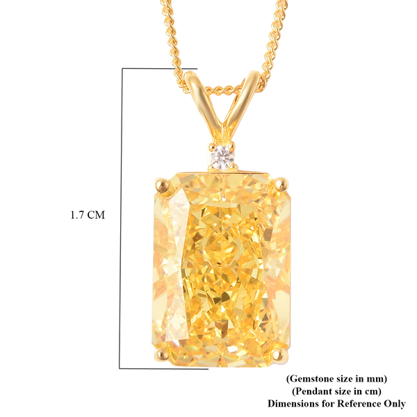 ELANZA Simulated Yellow Sapphire and Simulated Diamond Pendant With Chain in Yellow Gold Overlay Sterling Silver, Silver wt. 5.99 Gms