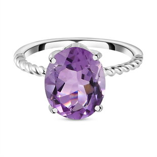 Rose De France Amethyst Solitaire Ring in Sterling Silver 3.23 Ct.