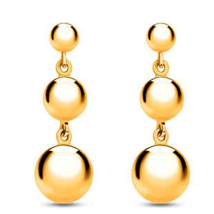 9K Yellow Gold Triple Ball Drop Earrings