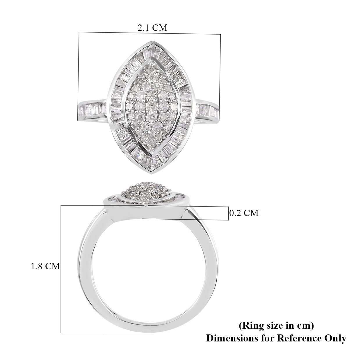 9K White Gold SGL Certified Diamond ( I3-G-H) Marquise Ring 1.00 Ct.