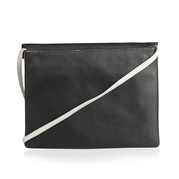NEW SEASON Genuine Leather Black and White Colour Crossbody Bag (Size 24x18 Cm)