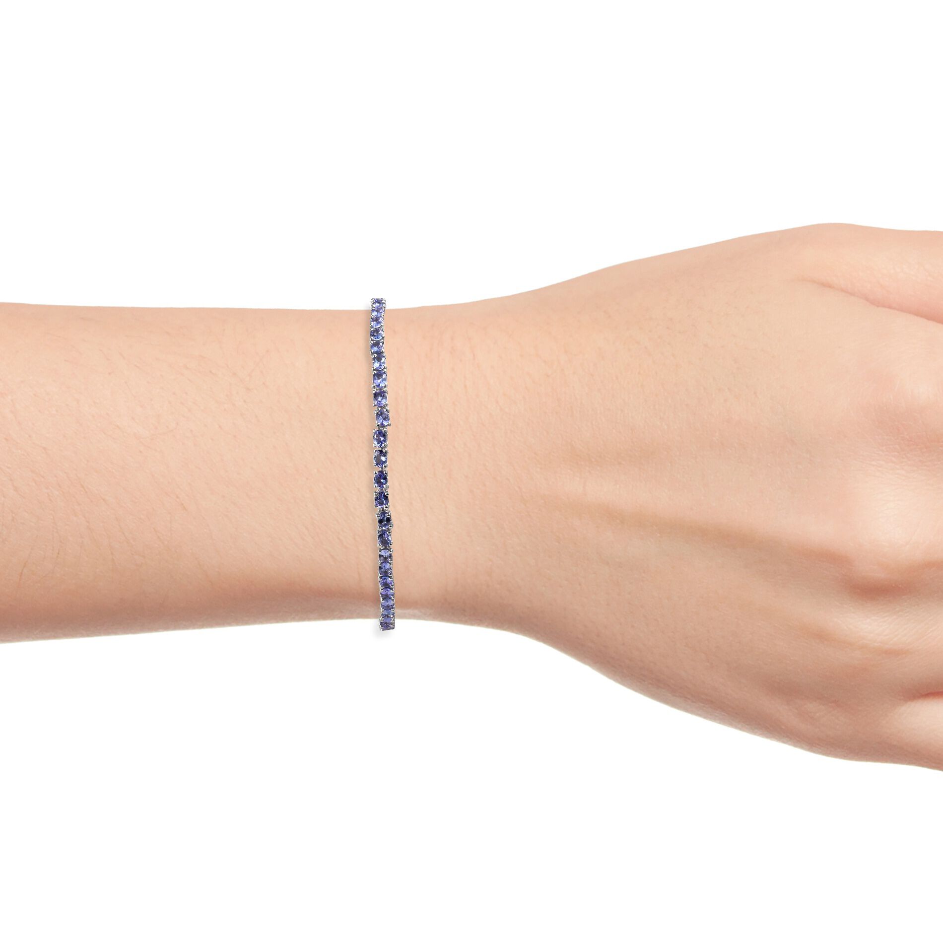 Tanzanite (Ovl) Tennis Bracelet (Size 8) in Platinum Overlay Sterling Silver 7.00 Ct, Silver wt 8.00 Gms