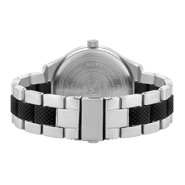 Superdry Scuba Sport Round Dial Analog Watch in Black and Silver Tone