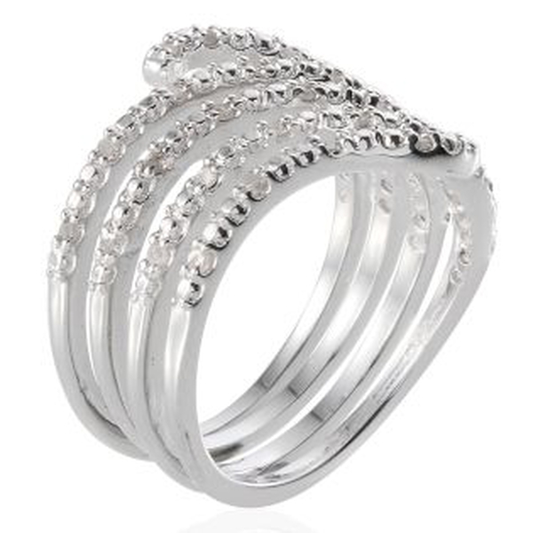 Diamond (Rnd) Spiral Ring in Platinum Overlay Sterling Silver 0.250 Ct.