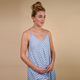 TAMSY 100% Viscose Herringbone Stripe Asymmetrical Hem Dress One Size, (Fits Size 8-18 ) - Denim Blue