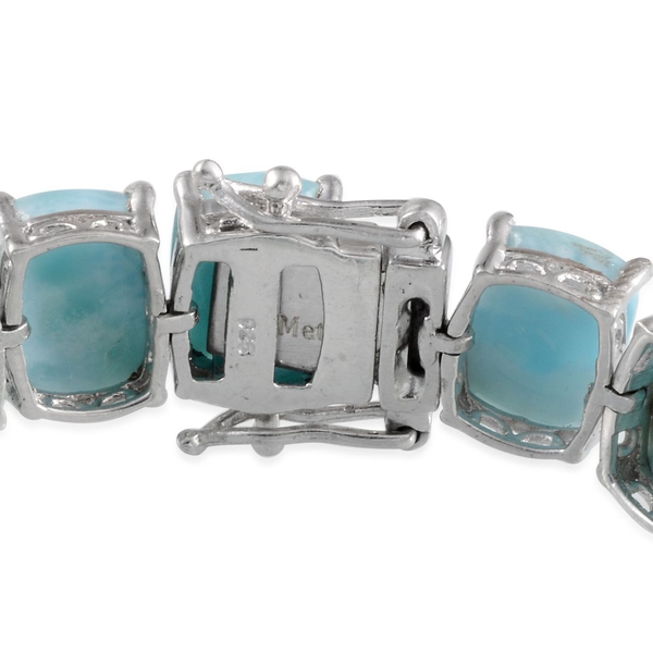 Larimar (Cush) Bracelet in Platinum Overlay Sterling Silver (Size 7.5) 81.500 Ct.
