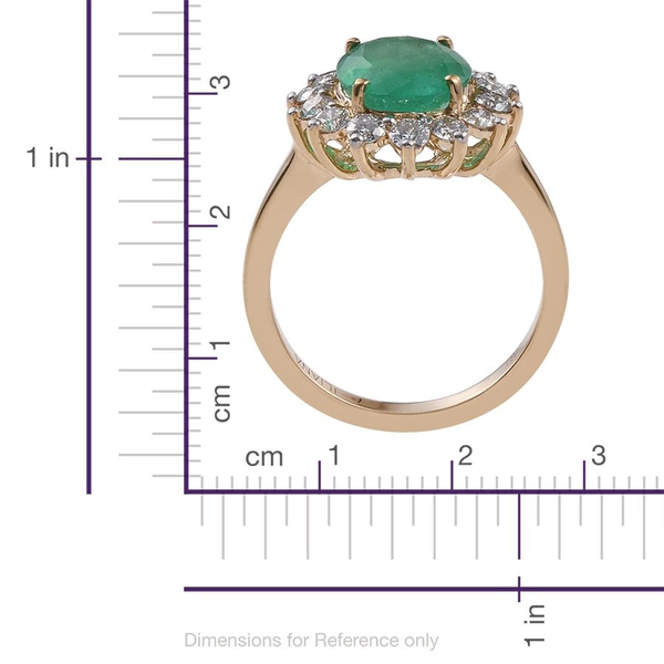 ILIANA 18K Y Gold Boyaca Colombian Emerald (Ovl 3.25 Ct), Diamond Ring 4.000 Ct.