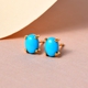 Arizona Sleeping Beauty Turquoise Solitaire Stud Earrings (with Push Back) in 14K Gold Overlay Sterling Silver 1.13 Ct.