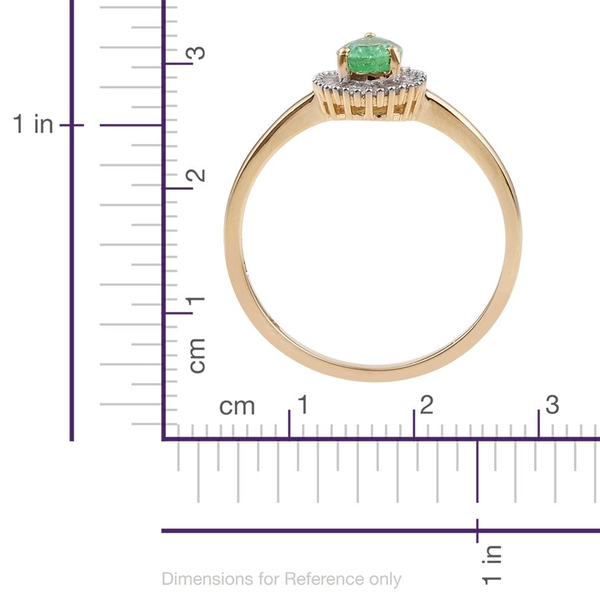 9K Y Gold Boyaca Colombian Emerald (Pear 0.60 Ct), Diamond Ring 0.750 Ct.