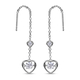 Moissanite Heart Slider Earrings (with Pin Post) in Rhodium Overlay Sterling Silver