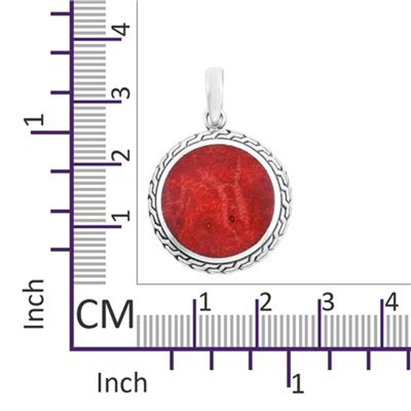 Royal Bali Collection - Red Sponge Coral Pendant in Sterling Silver