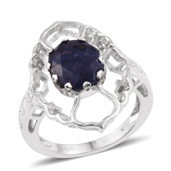 Kimberley Crimson Spice Collection Enhanced Sapphire (Ovl) Ring in Platinum Overlay Sterling Silver 