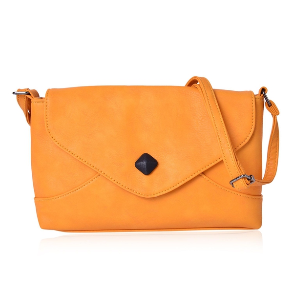 Yellow Colour Envelope Design Crossbody Bag with Adjustable Shoulder Strap (Size 27X17.5X8 Cm)