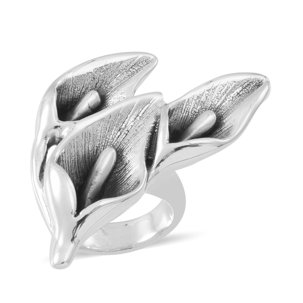 Statement Collection Sterling Silver Lily Floral Ring, Silver wt 10.00 Gms.