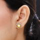Golden South Sea Pearl Stud Earrings (With Push Back) in Platinum Overlay Sterling Silver