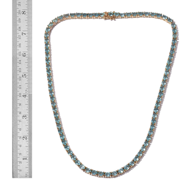 Limited Available-Paraiba Apatite (Ovl) Necklace (Size 18) in 14K Gold Overlay Sterling Silver 30.000 Ct.