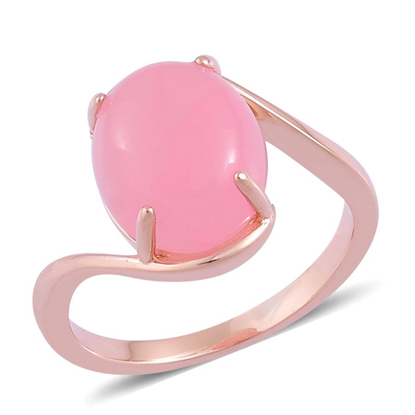Pink Jade (Ovl) Solitaire Ring in Rose Gold Overlay Sterling Silver 6.000 Ct.