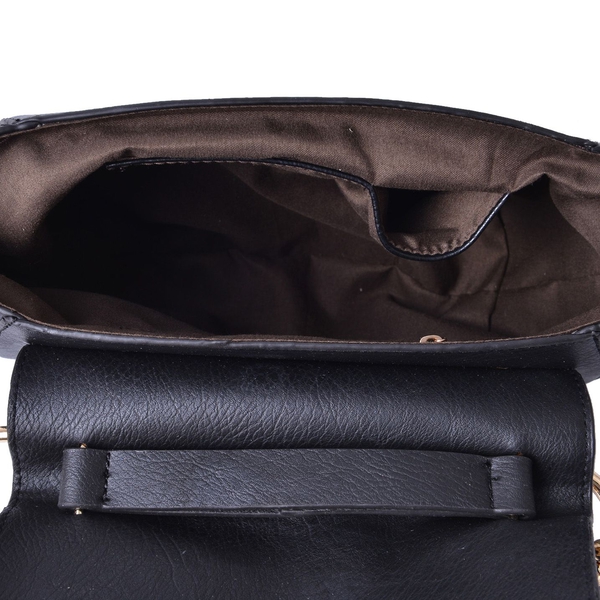 Black Colour Crossbody Bag with Shoulder Strap (Size 27x20x8 Cm)